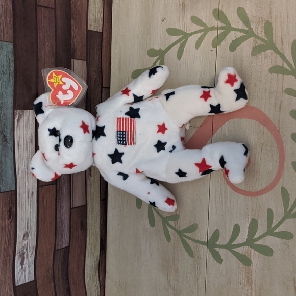 Glory Bear 1997 patriotic USA Olympic beanie babies red white blue Election - Picture 2 of 6
